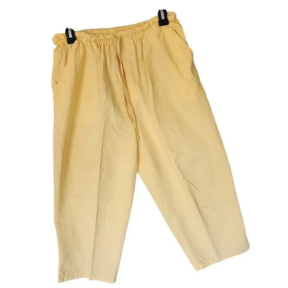 Bobbie Brooks Carpi Pant Yellow Elastic Waist Wide Leg Drawstring Size Large - Picture 9 of 11